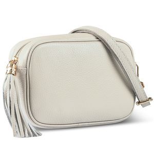 Italian Genuine Leather Crossbody Bag With Zier, Strap & Tassel :O